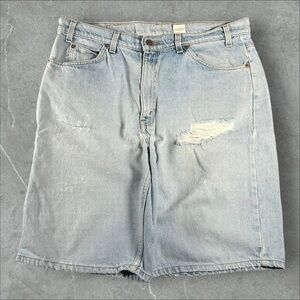 Vintage Levi’s 550 Jean Shorts Mens 38 Light Blue Orange Tab Distressed Jorts‎